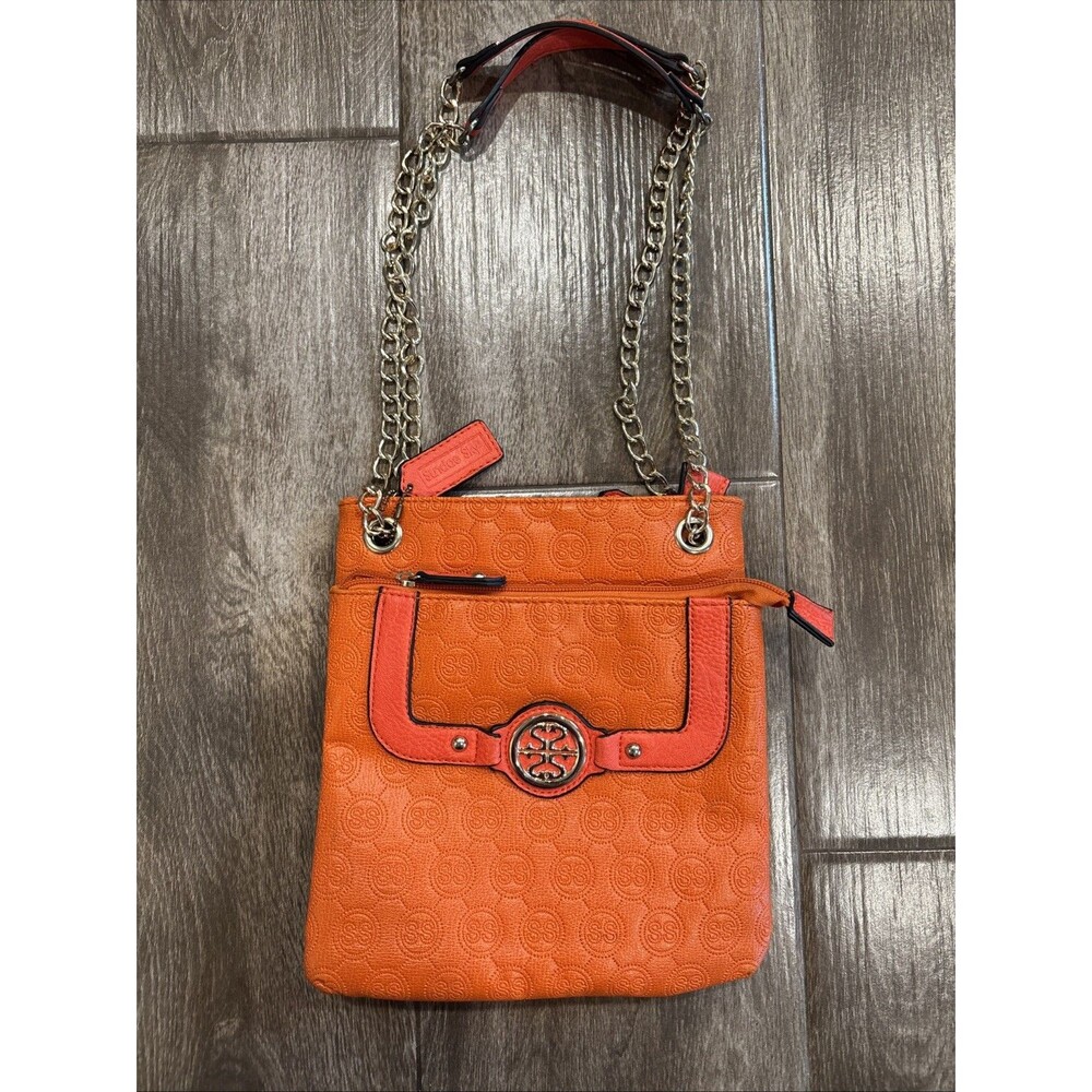 Orange Handbag With Gold Chain Strap Sundae Sky EUC